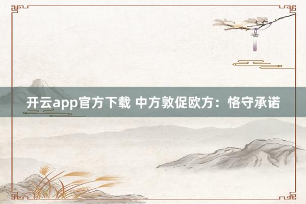 开云app官方下载 中方敦促欧方：恪守承诺