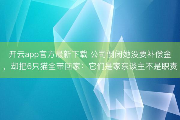 开云app官方最新下载 公司倒闭她没要补偿金,却把6只猫全带回家:它们是家东谈主不是职责